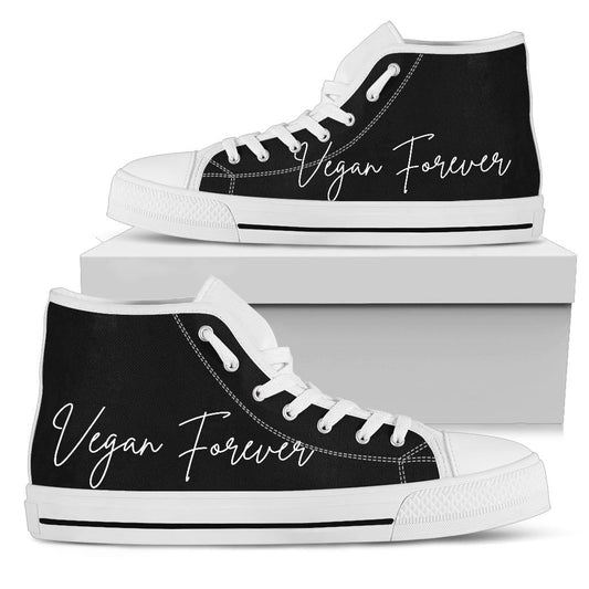 Vegan Forever (Black) - High Tops Womens High Top - White - Vegan Forever (Black) - High Tops / US5.5 (EU36)