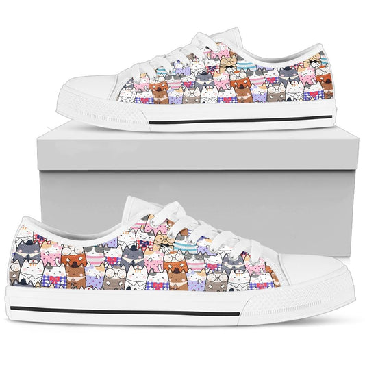 Sassy Cat - Low Tops Womens Low Top - White - Sassy Cat - Low Tops / US5.5 (EU36) Shoezels™ Shoes | Boots | Sneakers