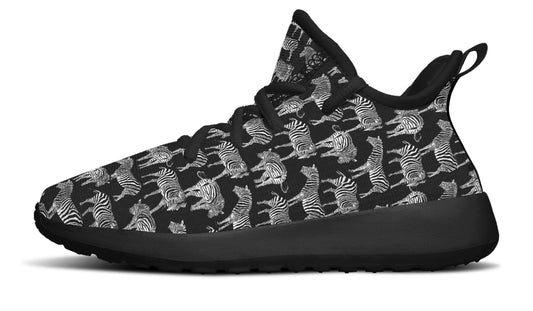 Zebra on Black - Kids Sneakers