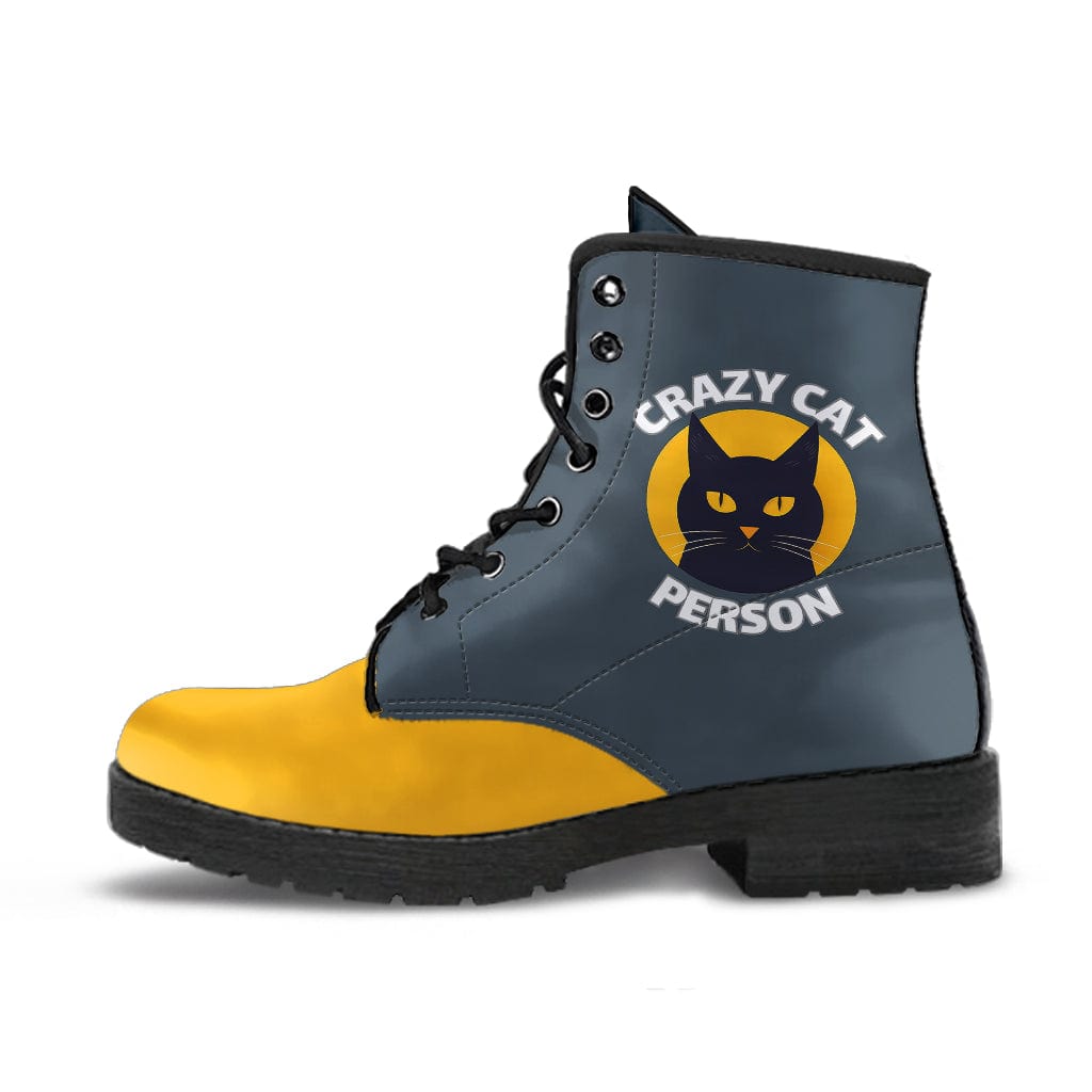 Boots Crazy Cat Person - Urban Boots Women's Leather Boots - Black - Crazy Cat Person - Urban Boots / US5 (EU35) Shoezels™