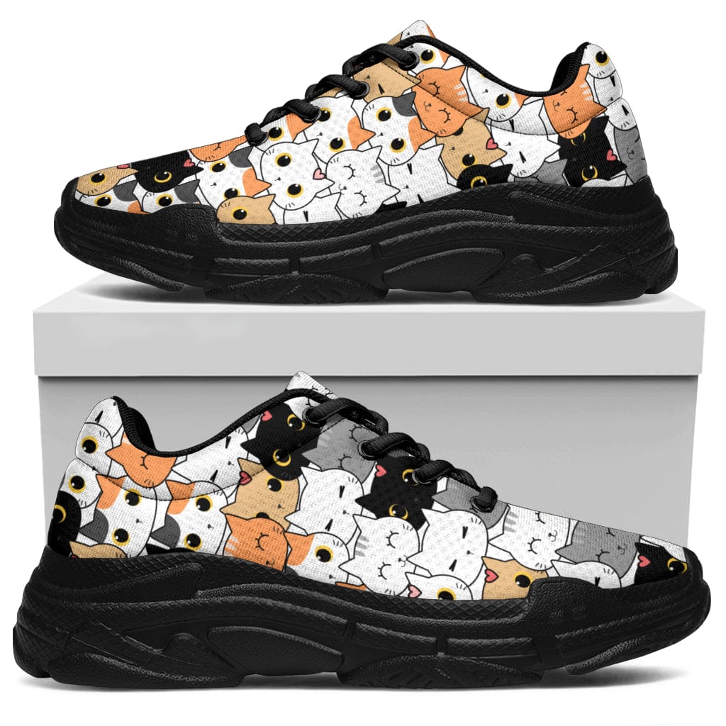 Cat Faces - Chunky Sneakers (Black or White Sole) Shoezels™