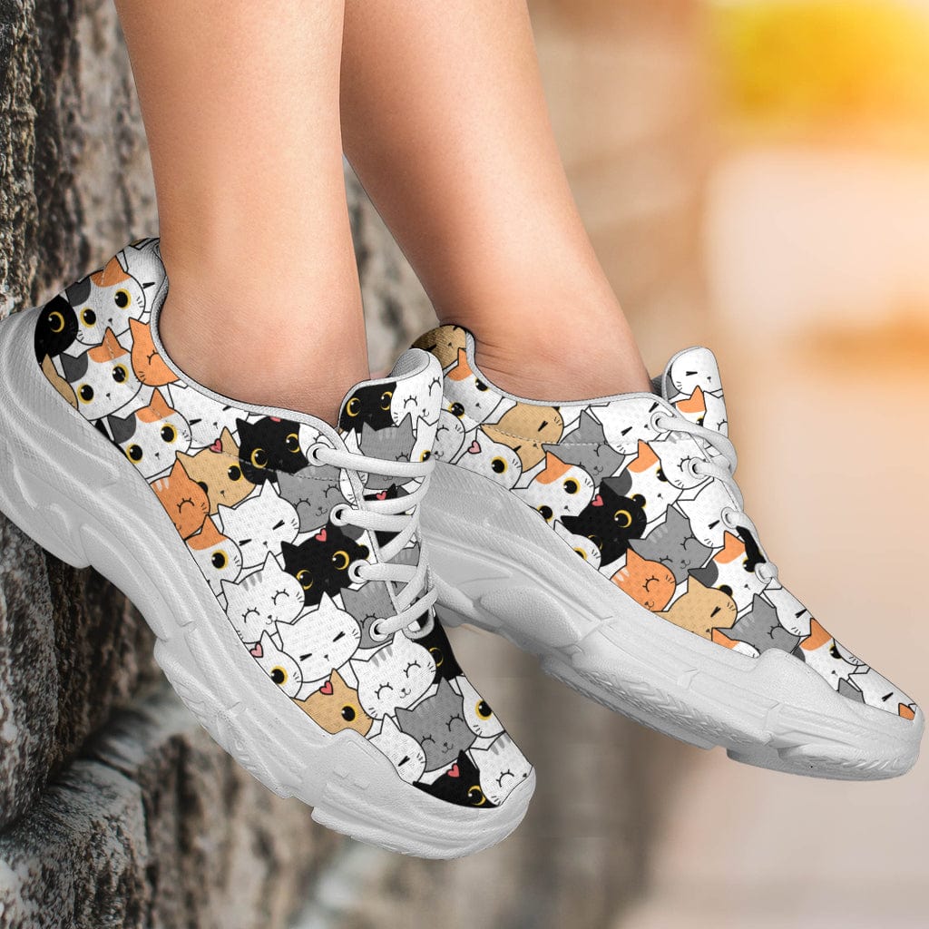 Cat Faces - Chunky Sneakers (Black or White Sole) Shoezels™