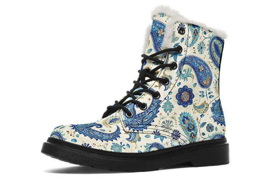 CosyBoots Blue And Gold Paisley - Cosy Boots Women's Cosy Boots / Black Sole / US 4.5 / EU35 Shoezels™