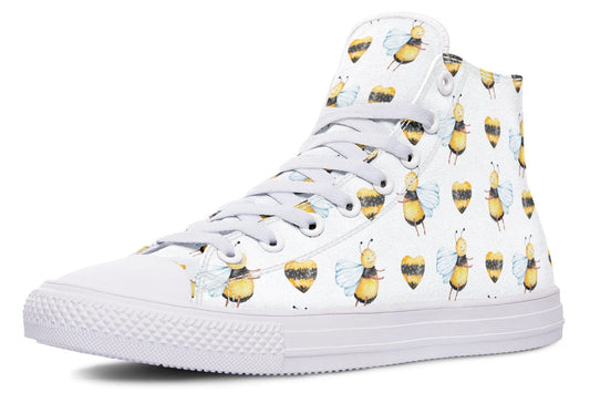 High Top Bee Hearts - High Tops Women's High Tops / White Sole / US 5 / EU35.5 Shoezels™