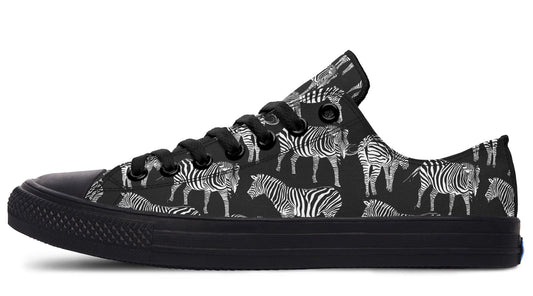 Low Tops Zebra on Black - Low Tops Shoezels™