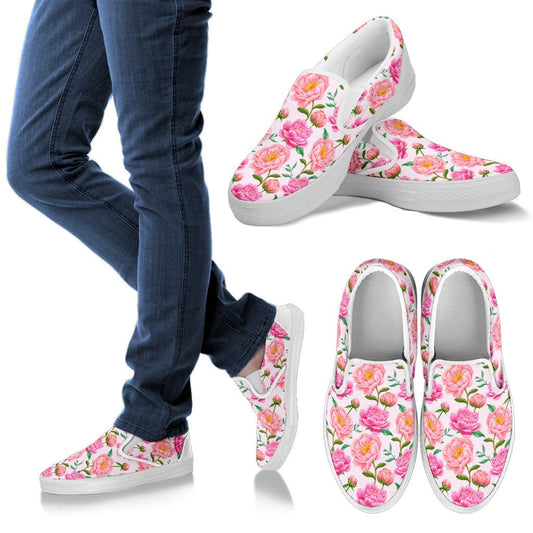 Pink Roses - Women's Casual Slip-Ons Shoezels™