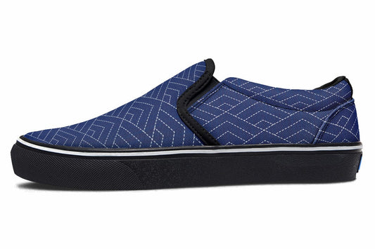 Slip-Ons Blue Geometric - Slip Ons Women's Slipons / Black Sole / US 6 / EU36 Shoezels™