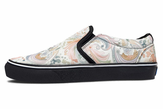 Slip-Ons Neutral Floral Paisley - Slip Ons Women's Slipons / Black Sole / US 6 / EU36 Shoezels™