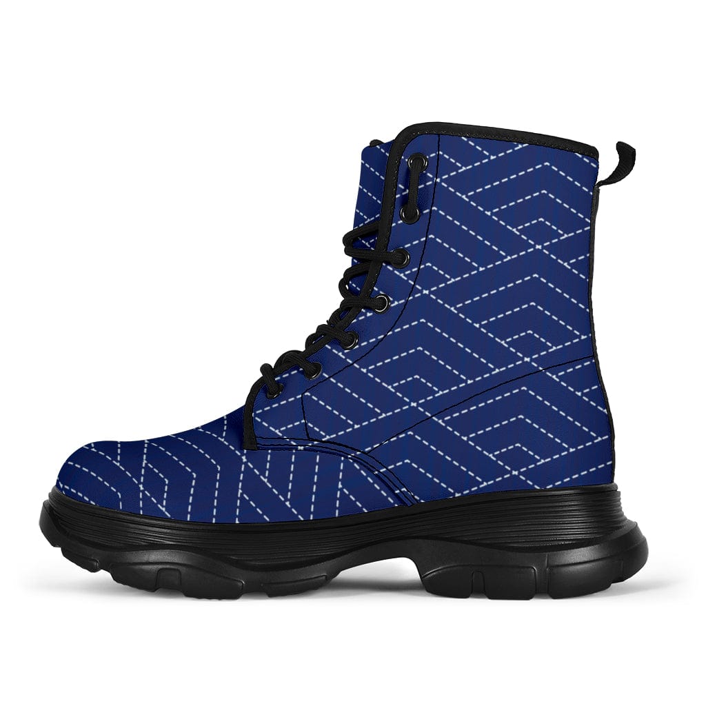 Blue Geometric - Chunky Boots Women's Chunky Boots - Blue Geometric - Chunky Boots / US5 (EU35) Shoezels™