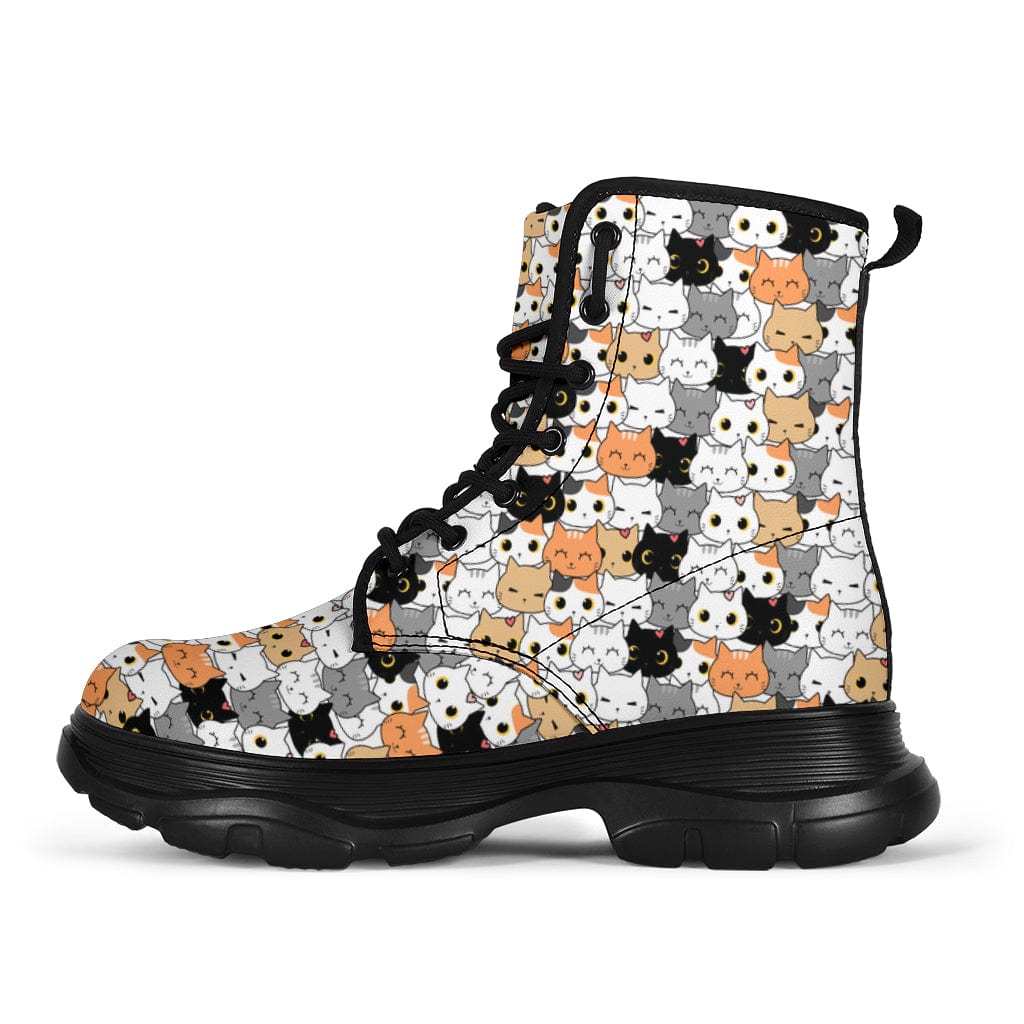 Cat Faces - Chunky Boots Women's Chunky Boots - Cat Faces - Chunky Boots / US5 (EU35) Shoezels™