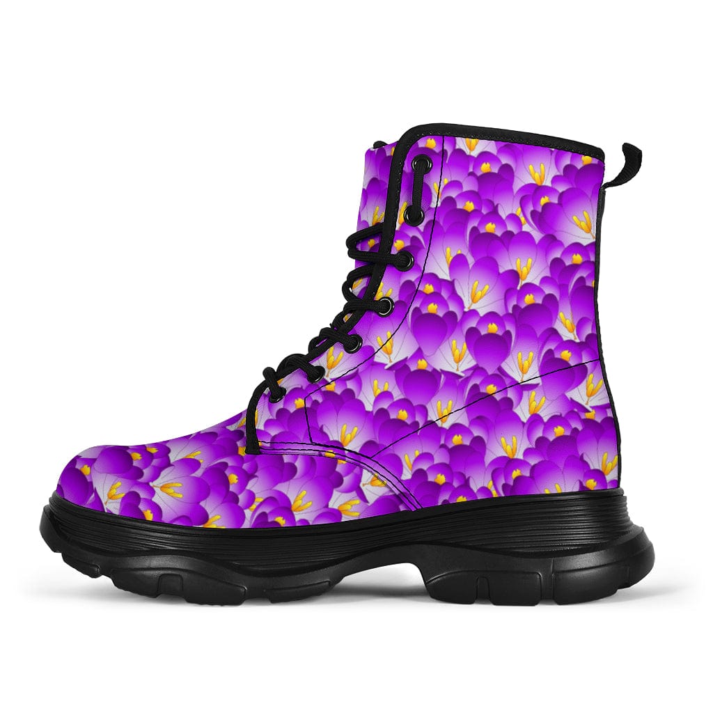 Purple Blooms - Chunky Boots Women's Chunky Boots - Purple Blooms - Chunky Boots / US5 (EU35) Shoezels™
