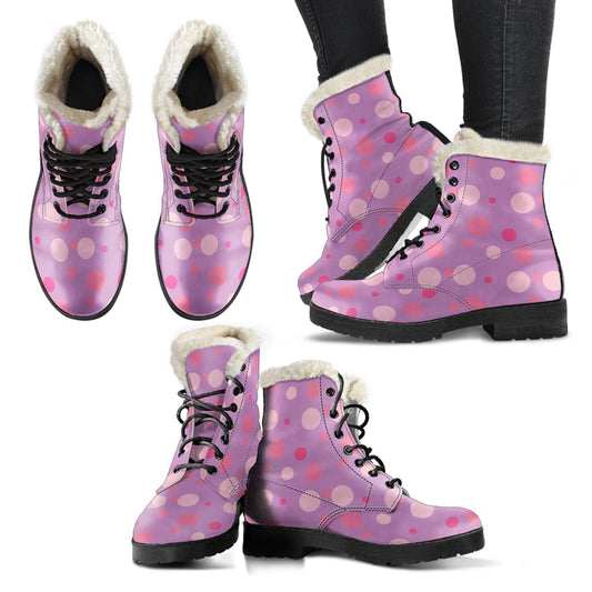 Pink Spots - Cosy Boots Women's Faux Fur Boots - Black - Pink Spots - Cosy Boots / US5 (EU35) Shoezels™