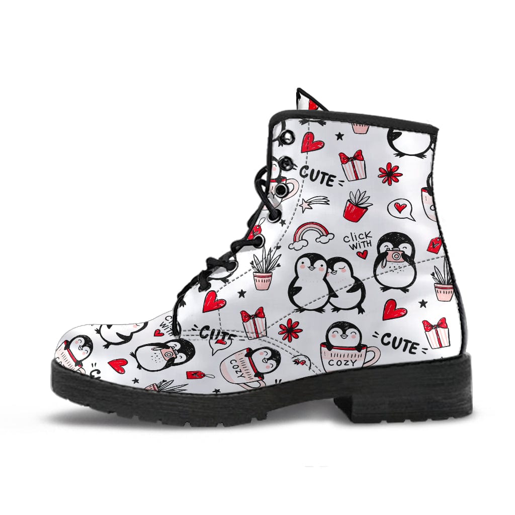Cute Penguin - Urban Boots Women's Leather Boots - Black - Cute Penguin - Urban Boots / US5 (EU35) Shoezels™