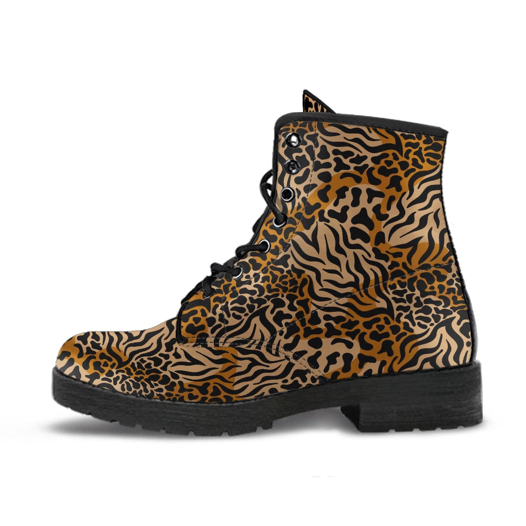 Tiger Print - Urban Boots Women's Leather Boots - Black - Tiger Print - Urban Boots / US5 (EU35) Shoezels™