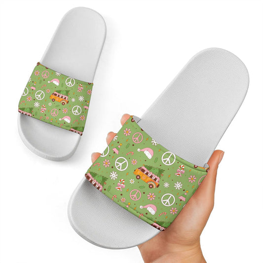 70s Christmas - Slider Shoes Women's Slide Sandals - White - 70s Christmas - Slider Shoes / US5 (EU36) Shoezels™
