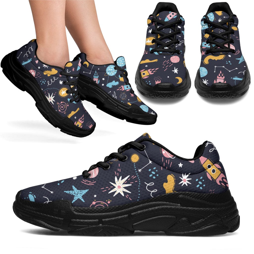 Space Doodle - Chunky Sneakers Women's Sneakers - Black - Space Doodle - Chunky Sneakers / US5.5 (EU36) Shoezels™