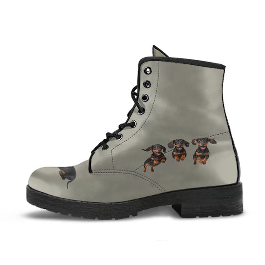 Dachshunds on Grey - Urban Boots Women's Urban Boots - Black - Dachshunds on Grey - Urban Boots / US5 (EU35) Shoezels™