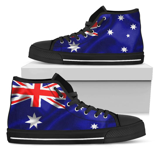 Australian Flag - High Tops Womens High Top - Black - Australian Flag - High Tops / US5.5 (EU36) Shoezels™