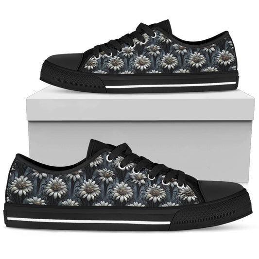 Goth Daisy - Low Tops Womens Low Top - Black - Goth Daisy - Low Tops / US5.5 (EU36) Shoezels™