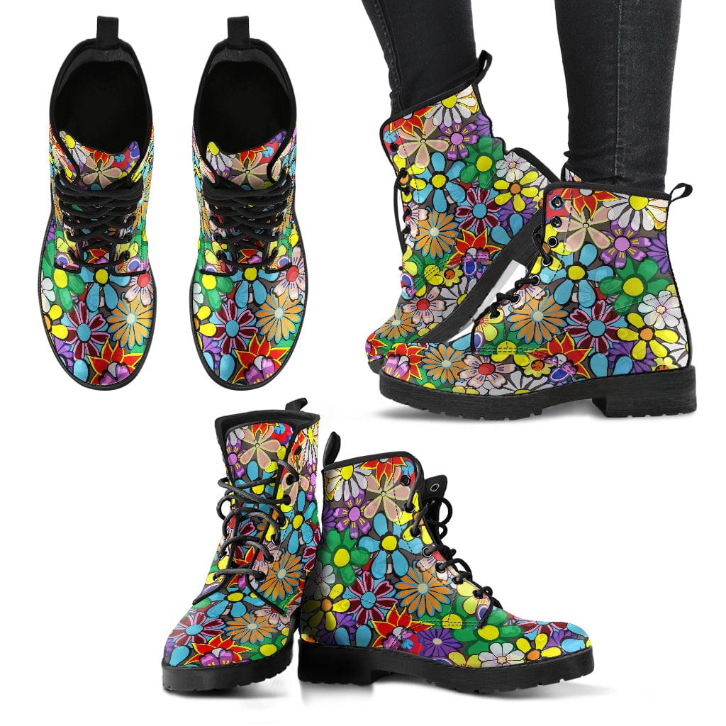 1970s Hippy Flower Cruelty Free Leather Boots