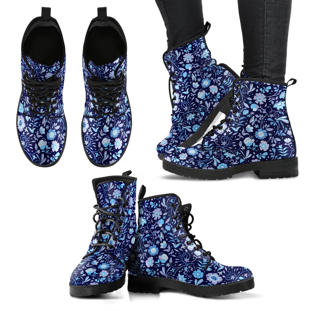 Artistic Flower Cruelty Free Leather Boots