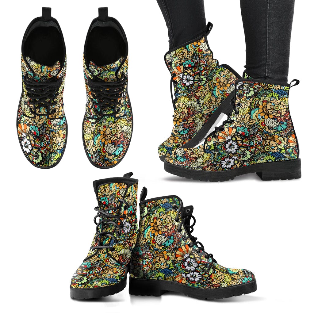 Artsy Flowers - Cruelty Free Leather Boots Shoezels™