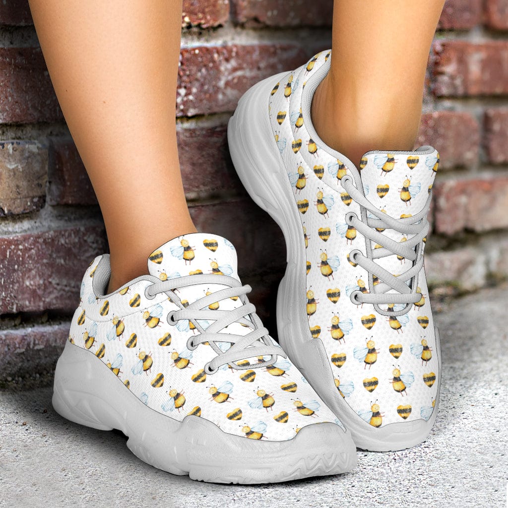 Bee Hearts (Black or White Sole) - Chunky Sneakers Shoezels™