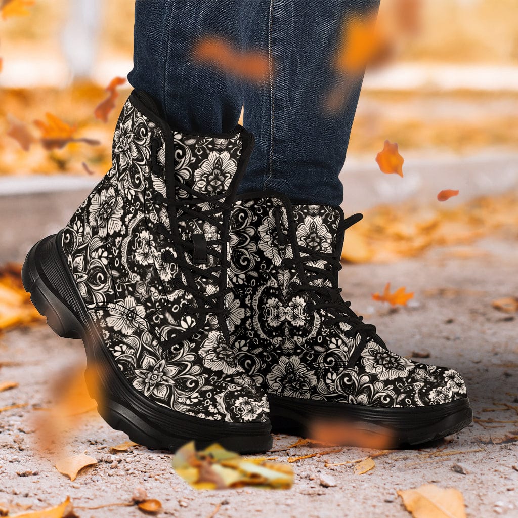 Black And White AI Generated Pattern - Chunky Boots Shoezels™