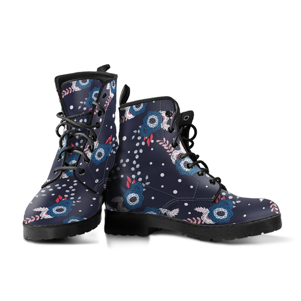 Blue Floral Cruelty Free Leather Boots