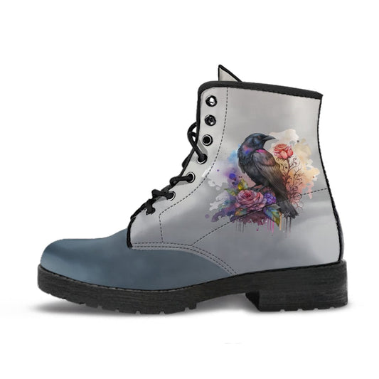 Boots Grey Raven - Urban Boots Women's Leather Boots - Black - Grey Crow - Urban Boots / US5 (EU35) Shoezels™