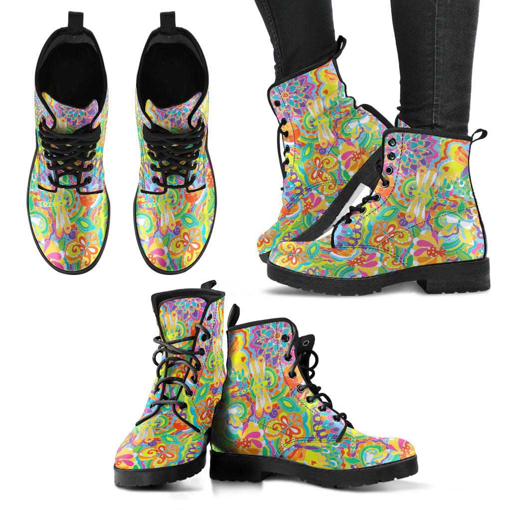 Colorful Dragonfly Cruelty Free Leather Boots