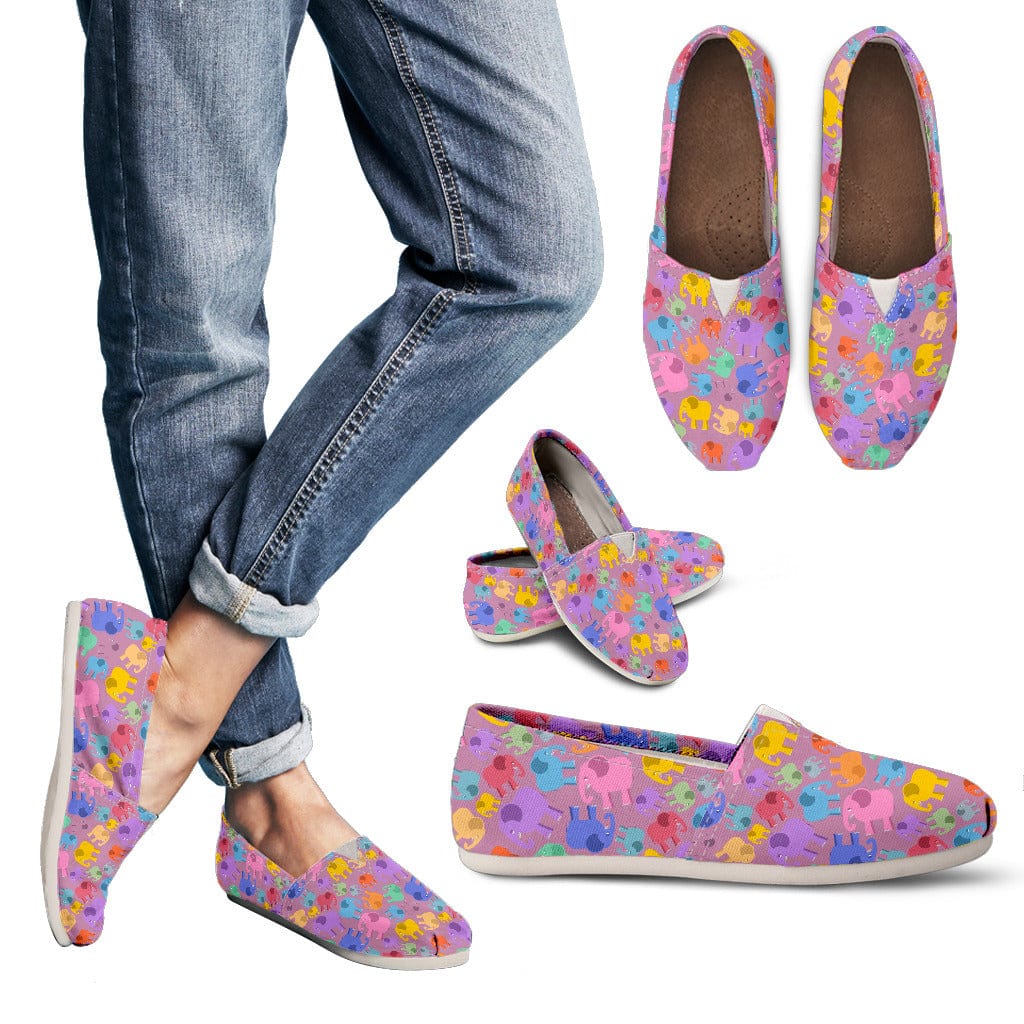 Colourful Elephants - Women's Casual Slip-Ons Shoezels™