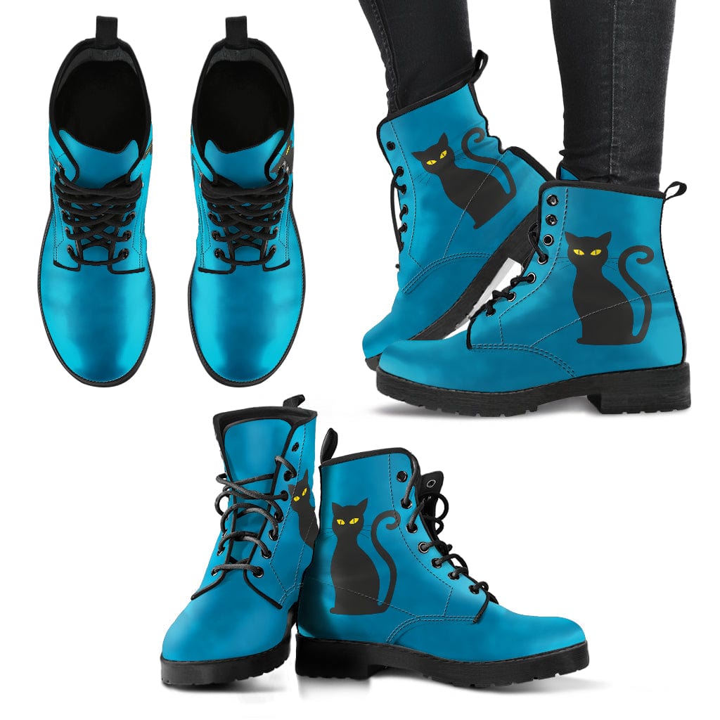 Deep Blue Cat Cruelty Free Leather Boots