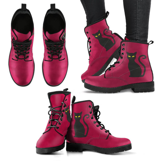 Deep Pink Cat Cruelty Free Leather Boots