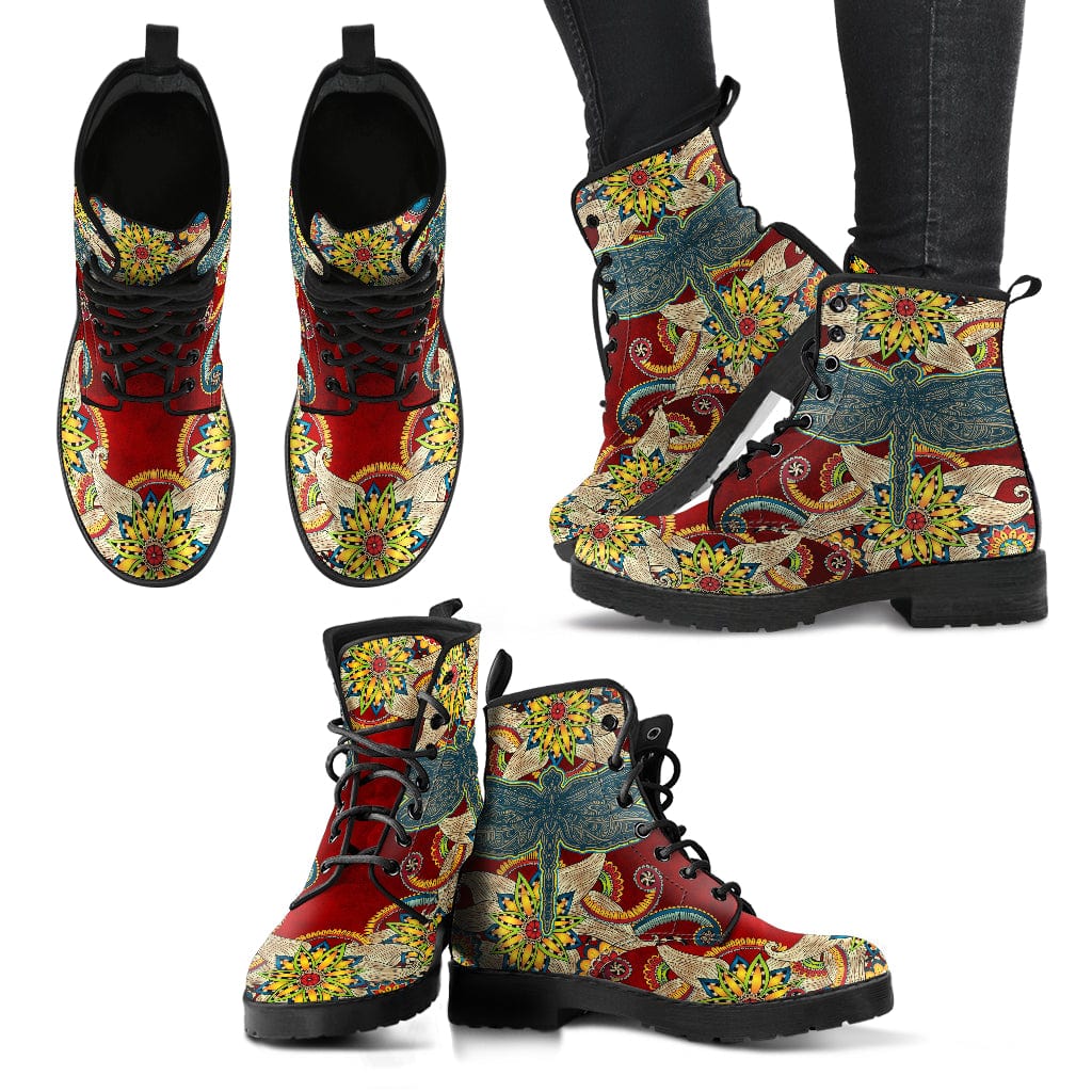 Dragonfly Mandala Cruelty Free Leather Boots