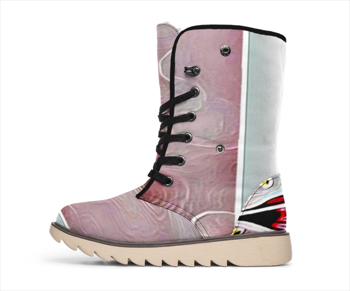 Floral Embosses: Pictorial Cherry Blossoms Winter Boots