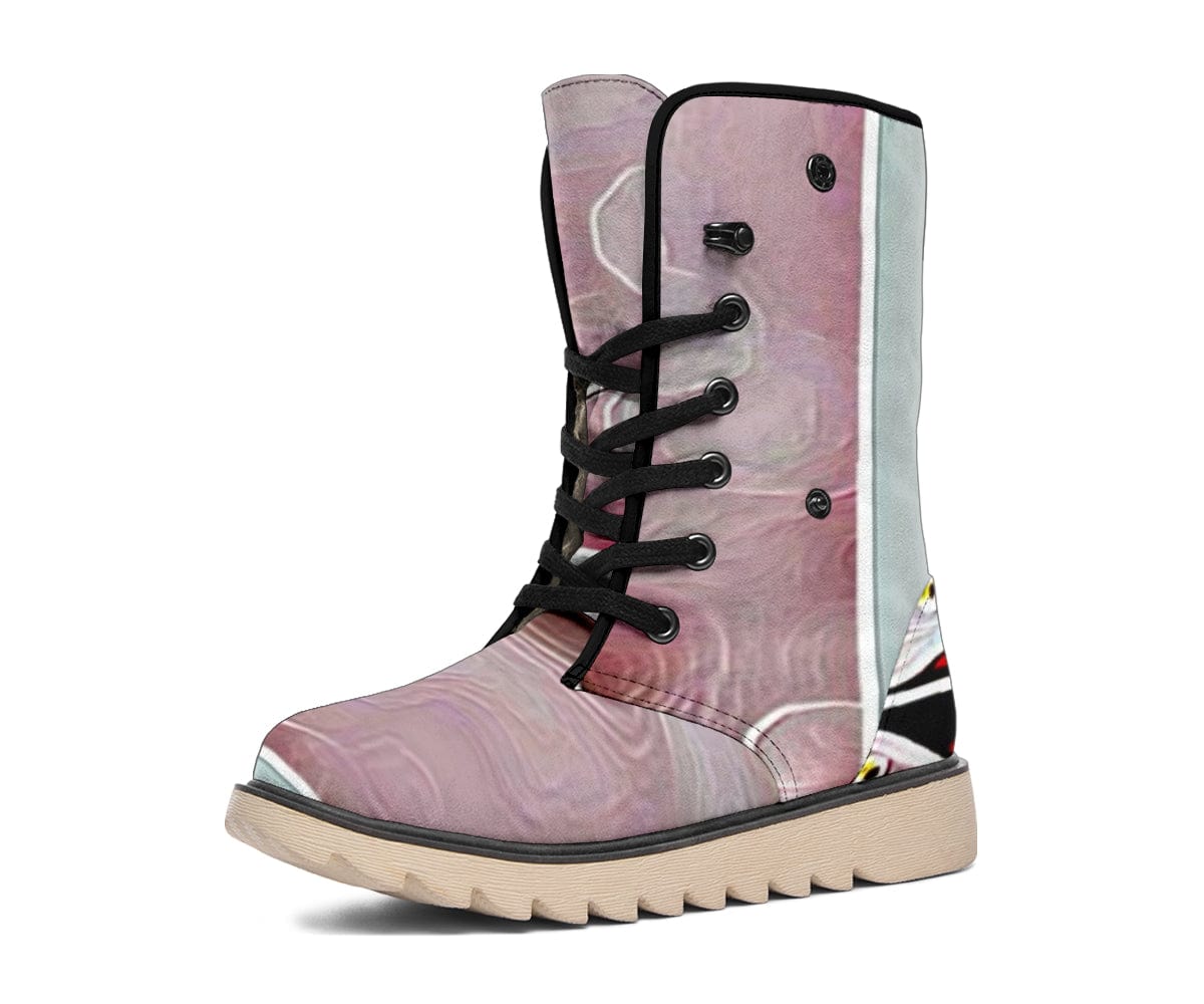 Floral Embosses: Pictorial Cherry Blossoms Winter Boots