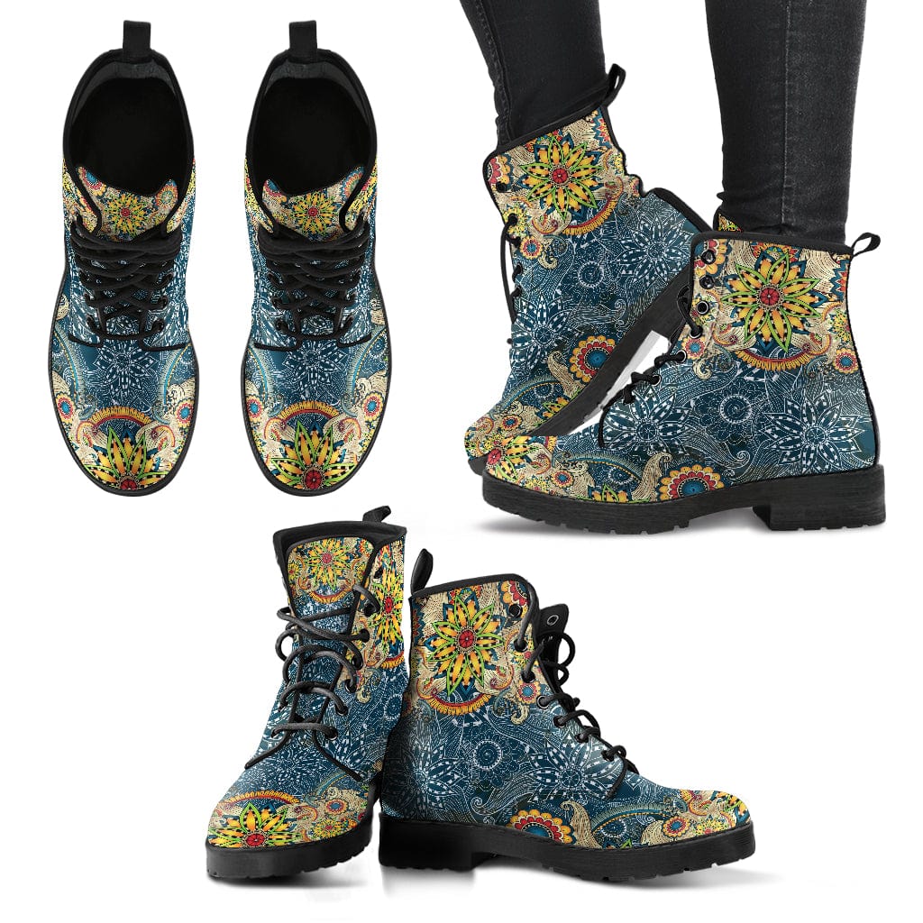 Floral Mandala Cruelty Free Leather Boots