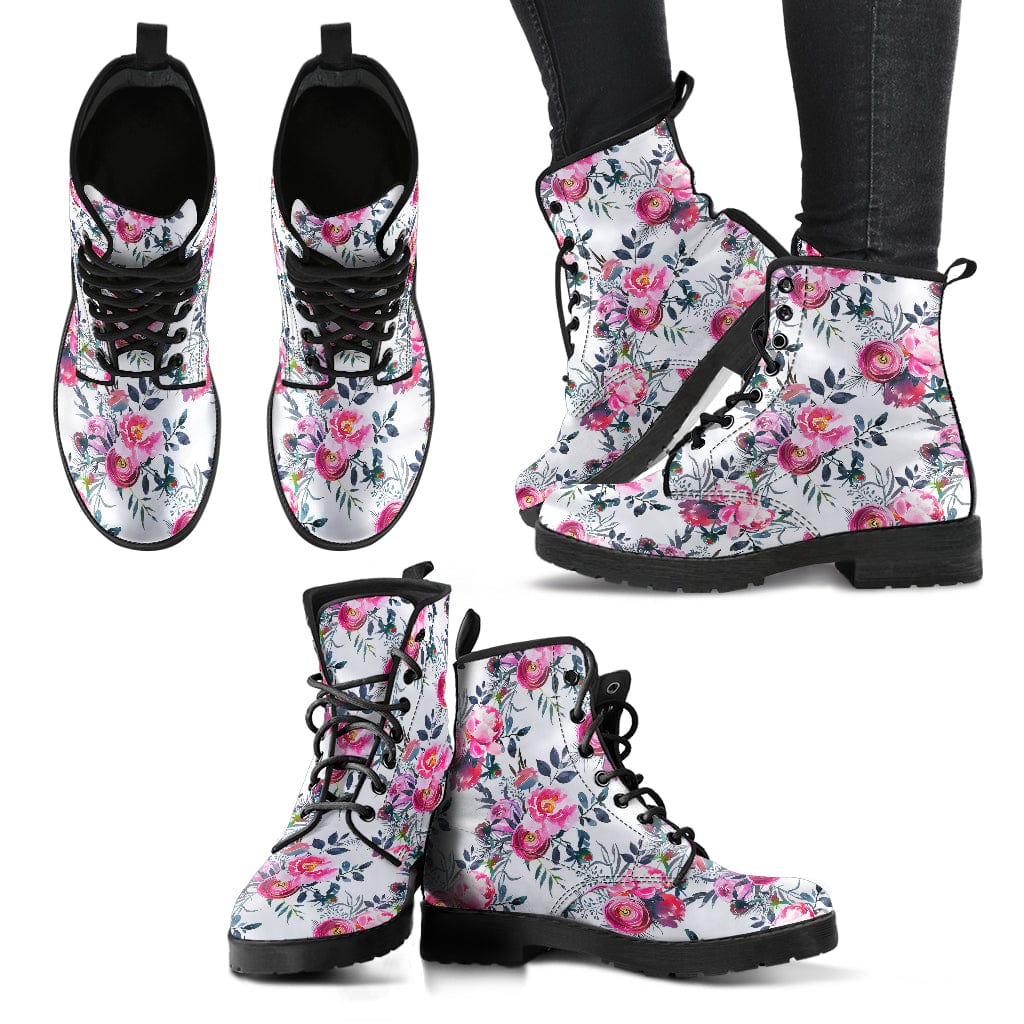 Floral Roses and Peonies Cruelty Free Leather Boots