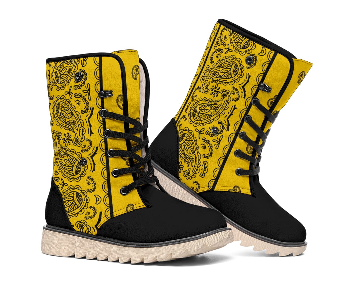 Gold and Black Bandana Women's Winter Boots