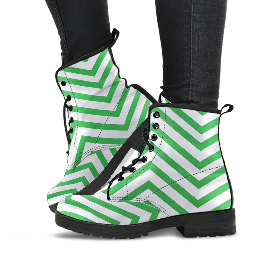 Green Chevron - Cruelty Free Leather Boots Shoezels™