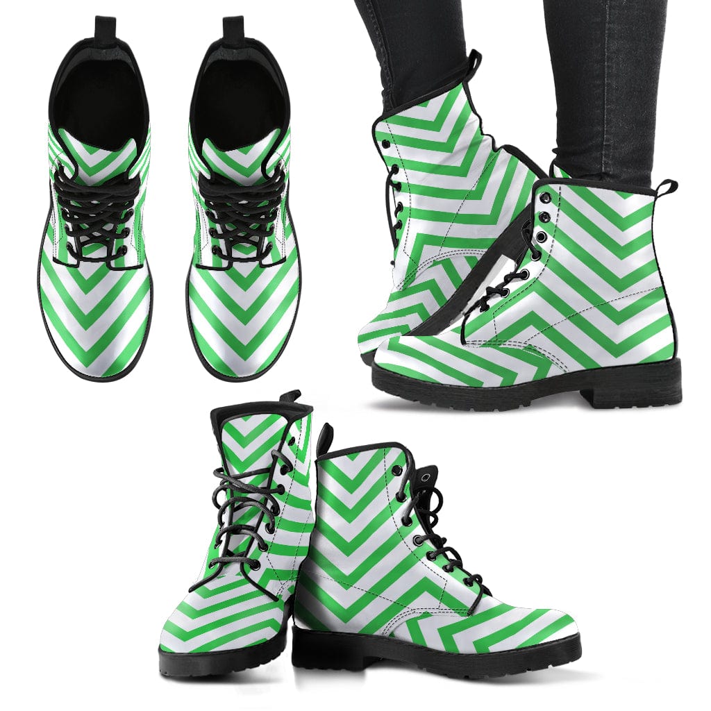 Green Chevron - Cruelty Free Leather Boots Shoezels™