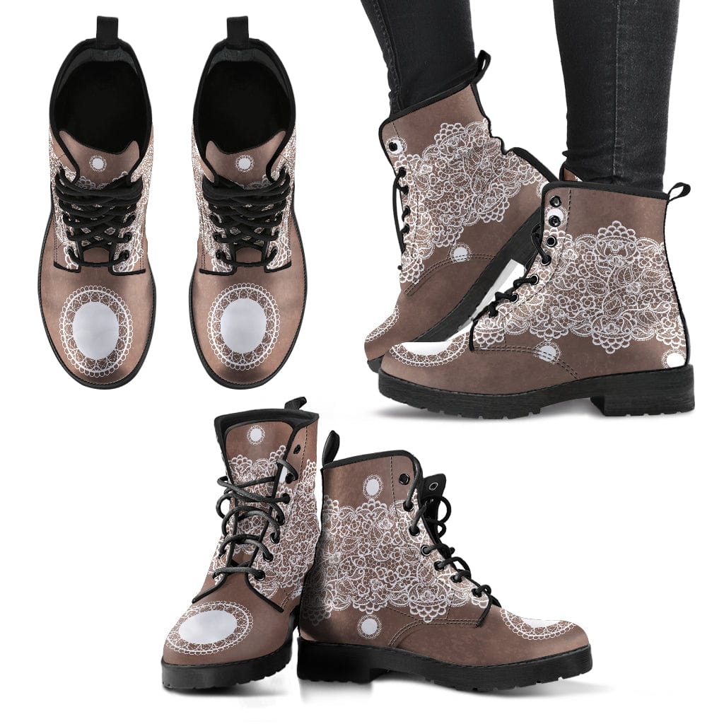 Lace Design Cruelty Free Leather Boots