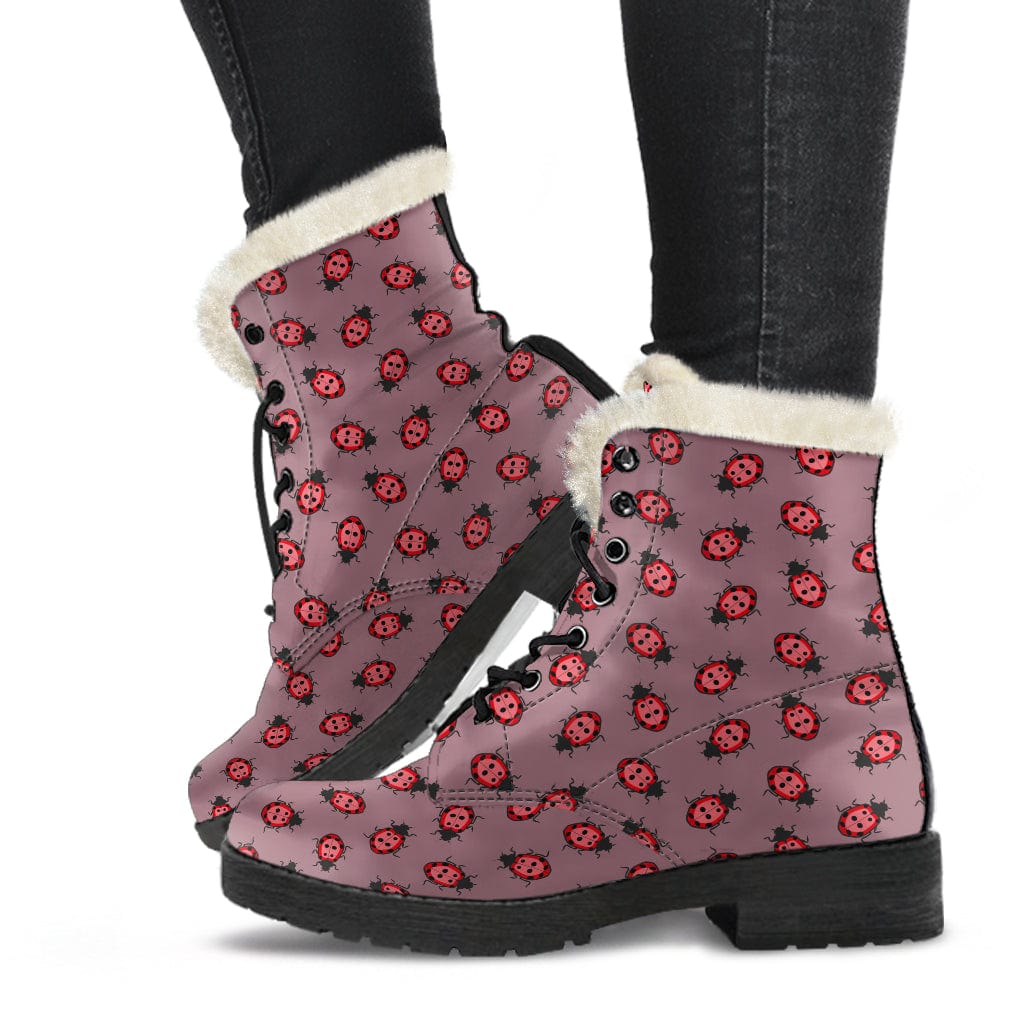 Ladybird / Ladybug - Cruelty Free Fur Lined Leather Boots Shoezels™