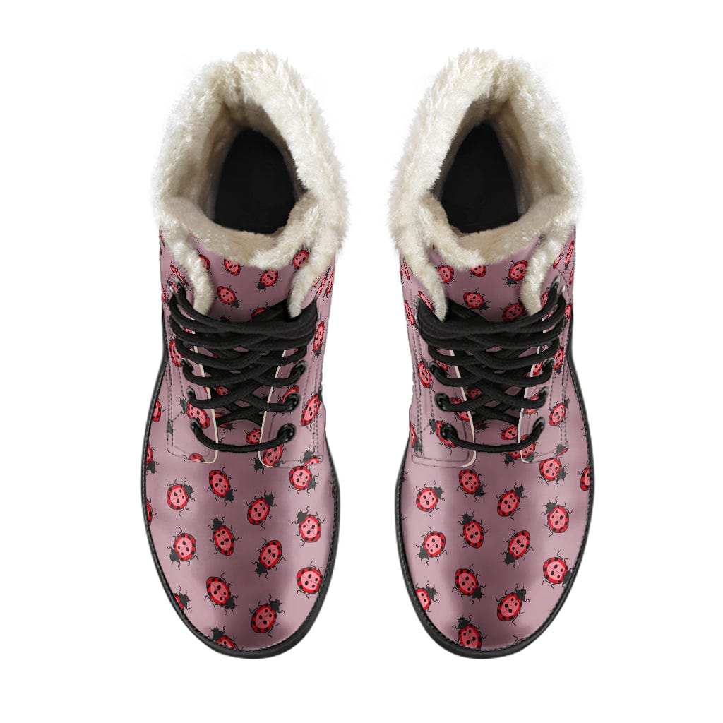Ladybird / Ladybug - Cruelty Free Fur Lined Leather Boots Shoezels™
