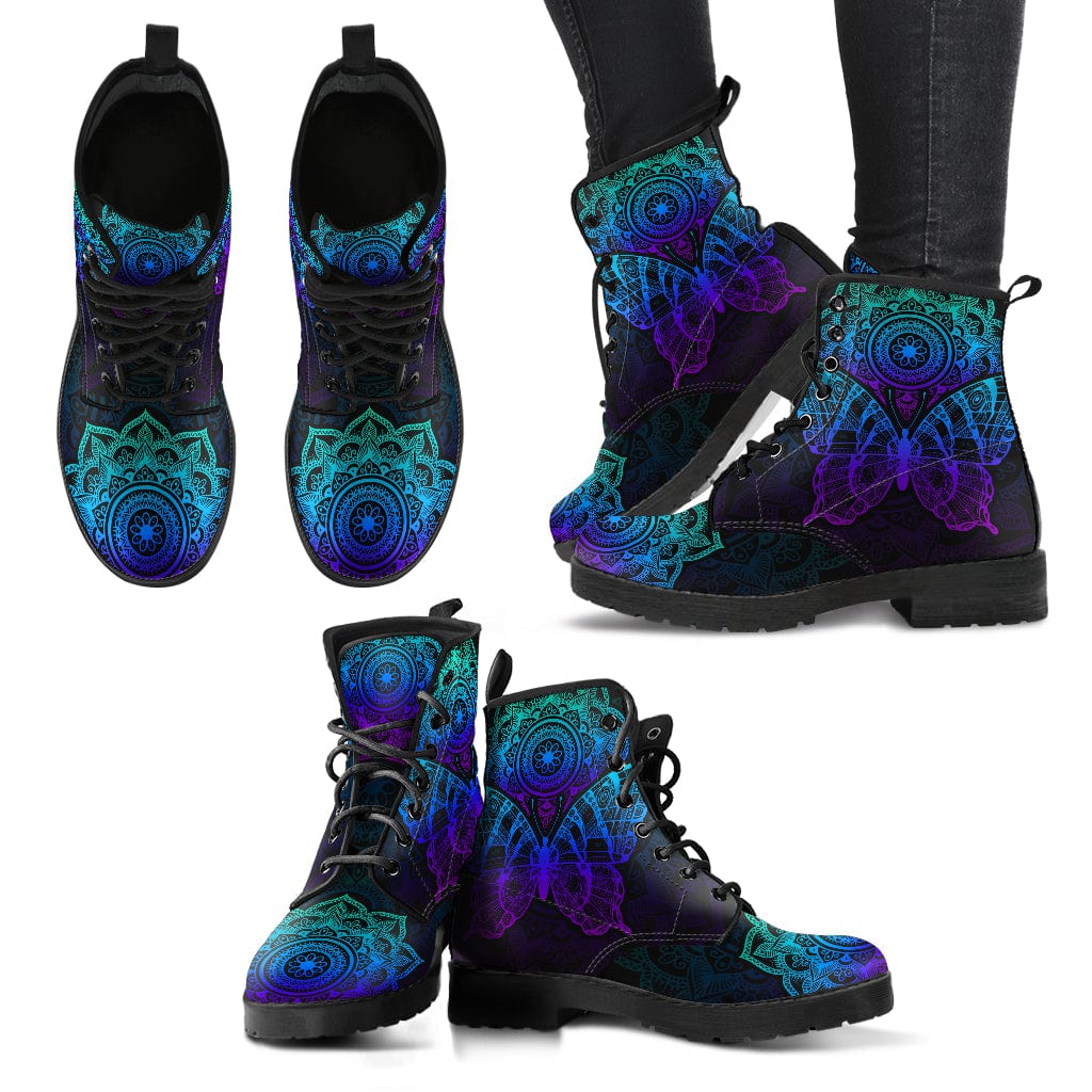 Mandala Butterfly Cruelty Free Leather Boots