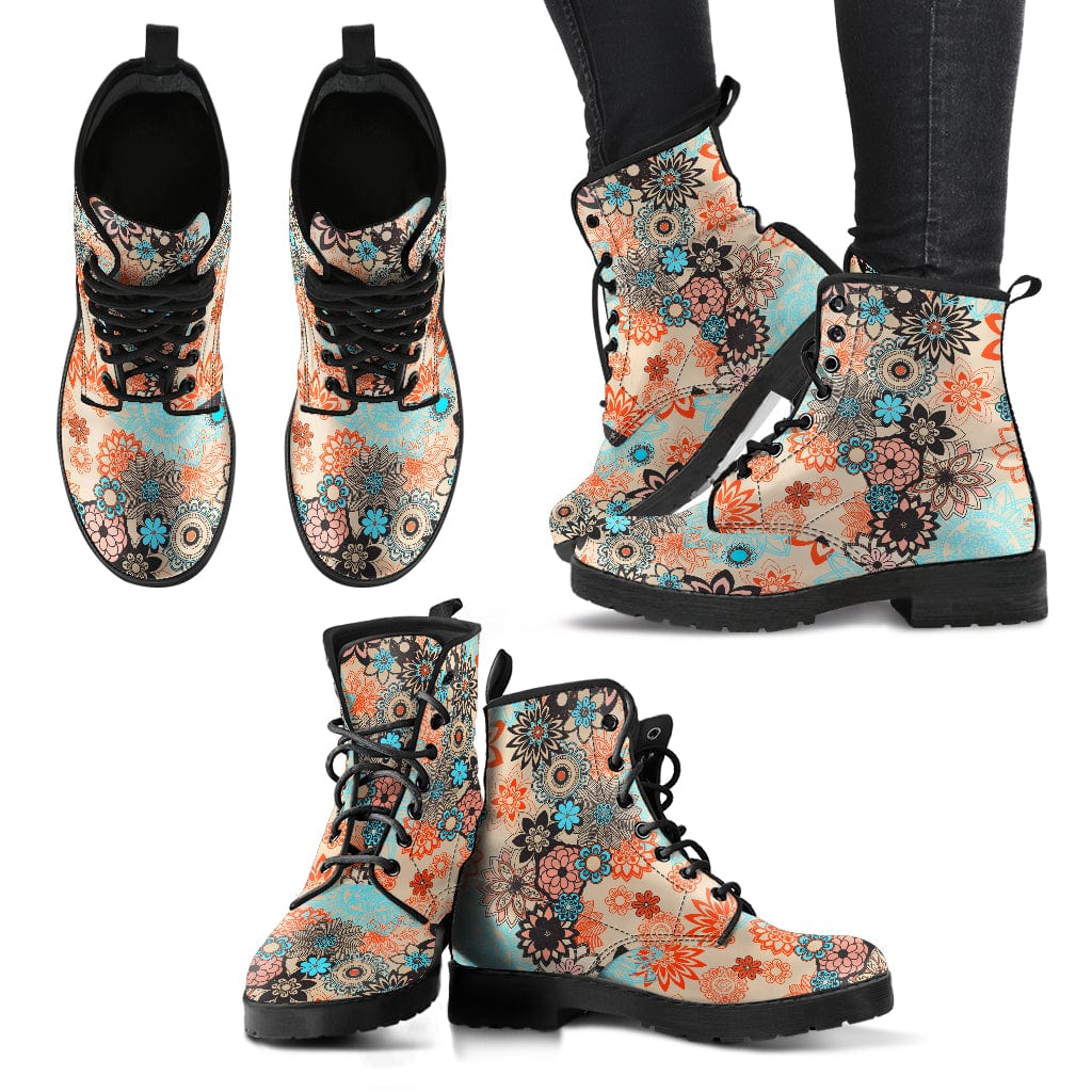Mandala Flower Cruelty Free Leather Boots