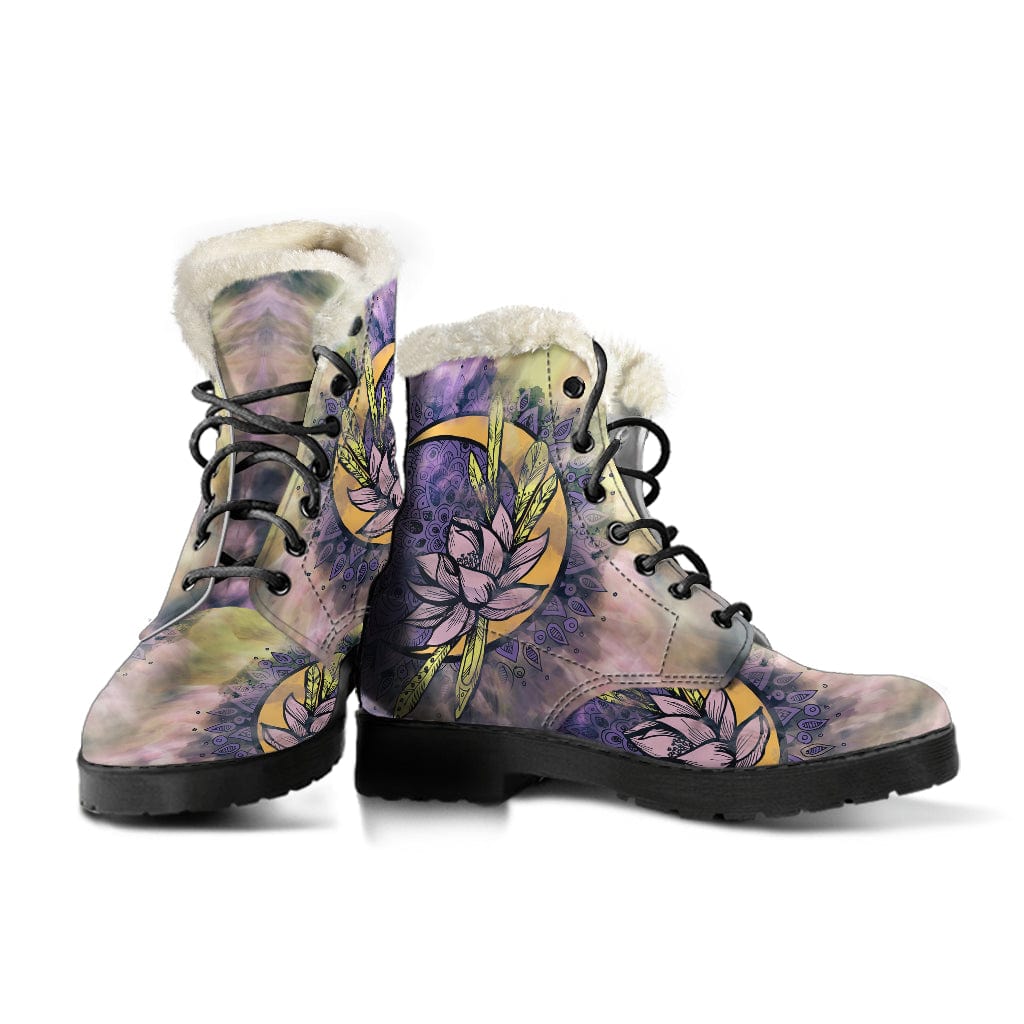 Moon Lotus Cruelty Free Fur Lined Leather Boots