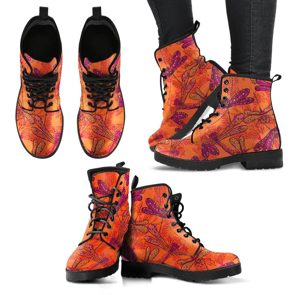 Orange Dragonfly Cruelty Free Leather Boots
