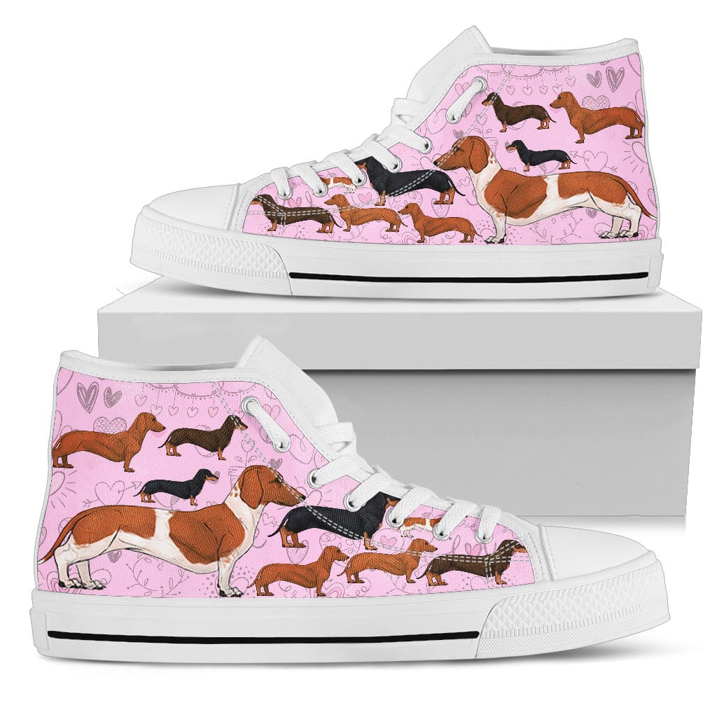 Pink background Dachshunds - High Tops Shoezels™